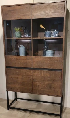 WoonMax Milltown Vitrinekast met 2 glazen deuren - 116 cm