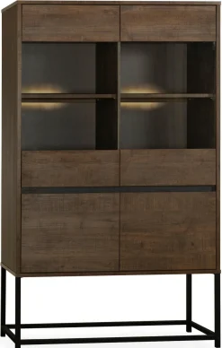 WoonMax Milltown Vitrinekast met 2 glazen deuren - 116 cm