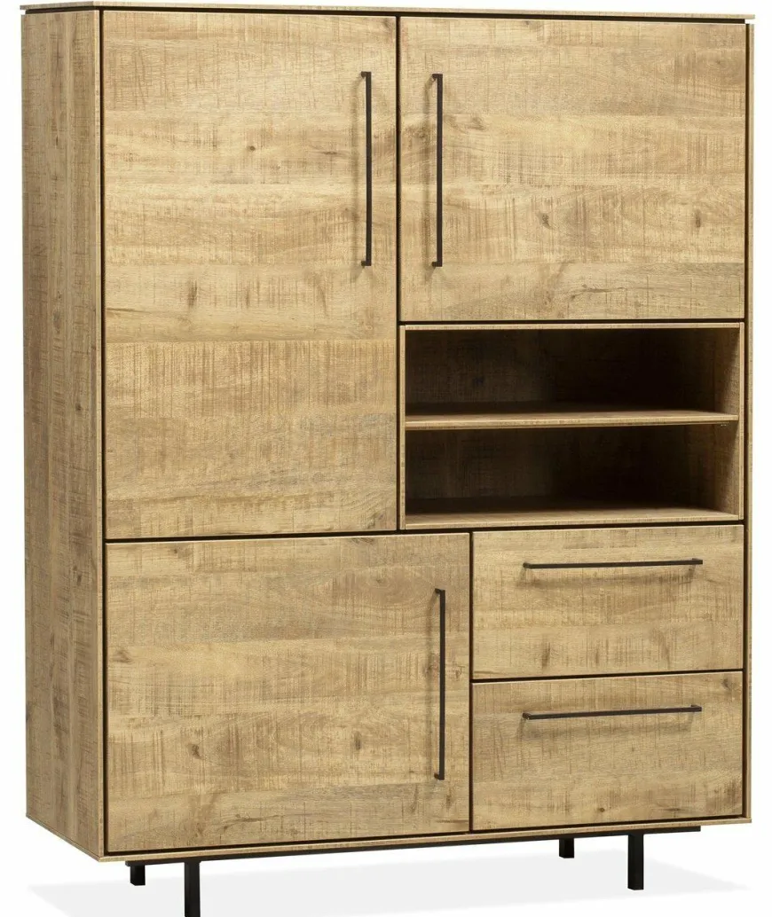 WoonMax Rafael barkast 3 deurs en 2 lades Lamulux mango