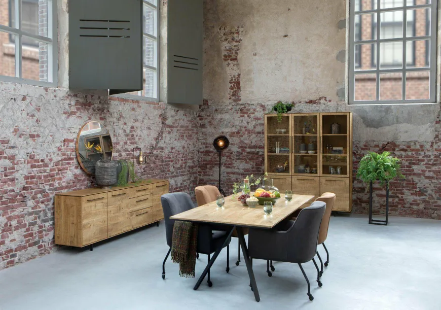 WoonMax Rafael barkast 3 deurs en 2 lades Lamulux mango