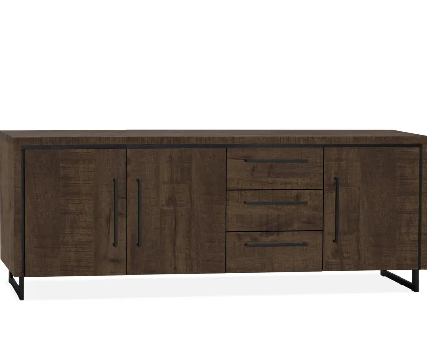 WoonMax Rimini dressoir 3 deurs Darkmango - 3 lades Lamulux mango 225 cm