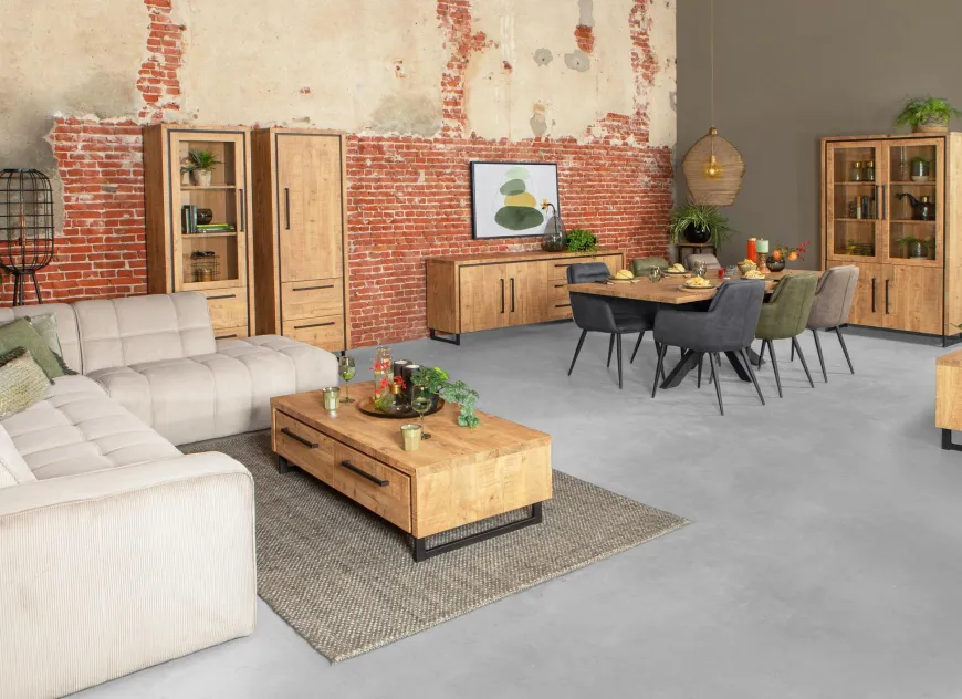 WoonMax Rimini opbergkast 2 deurs - 3 lades Lamulux mango