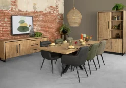 WoonMax Rimini Vitrinekast 1 deur glas - 2 lades Lamulux mango