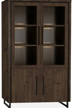 WoonMax Rimini Vitrinekast 4 deurs Lamulux Dark mango