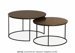 WoonMax Salontafel Harlow set van 2 - lamulux geborsteld gehamerd koper