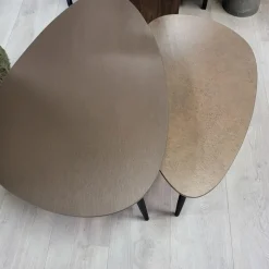 WoonMax Salontafel Vienna set van 2 L - lamulux geborsteld gehamerd koper
