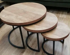 WoonMax Set van 3 salontafels Hugo met stalen onderstel
