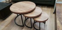 WoonMax Set van 3 salontafels Hugo met stalen onderstel