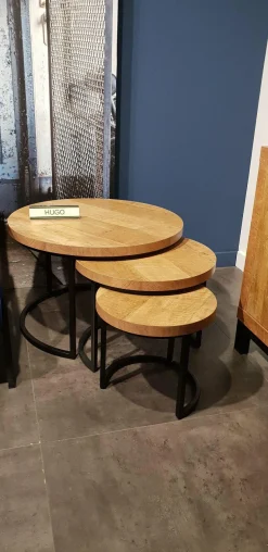 WoonMax Set van 3 salontafels Hugo met stalen onderstel
