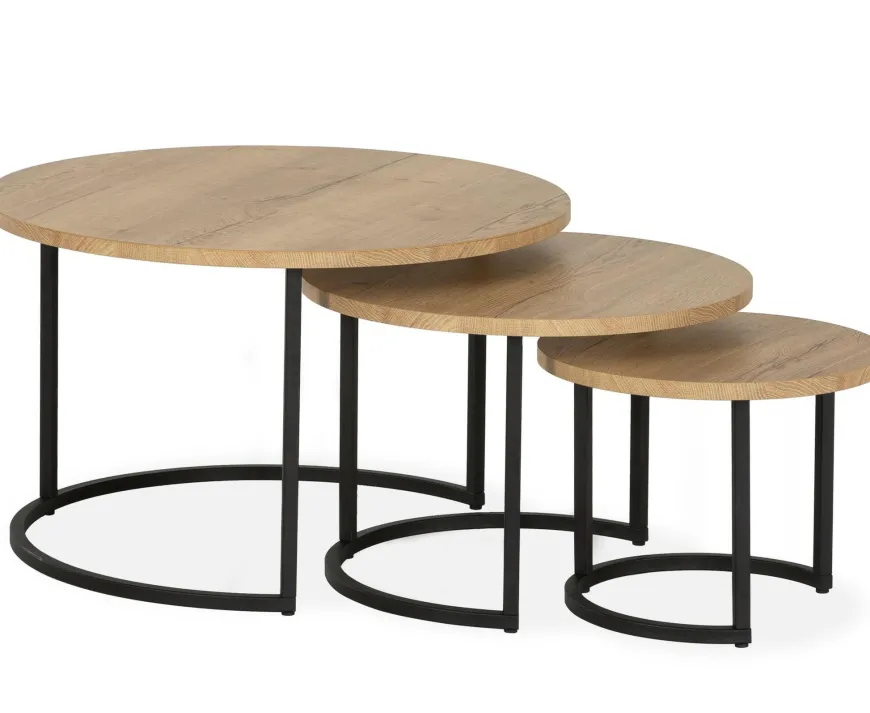 WoonMax Set van 3 salontafels Bolton met stalen onderstel