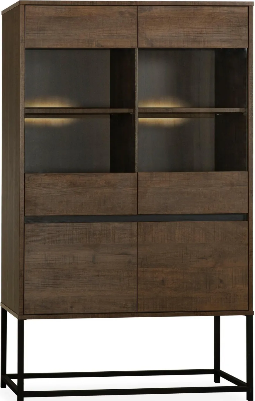 WoonMax Showroommodel - Milltown Vitrinekast met 2 glazen deuren - 116 cm - incl led