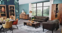 WoonMax Union vitrinekast 1 deur/3 laden lamulux mango