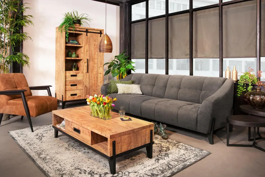 WoonMax Vigo Dark Mango tv kast klein 1 deur en 1 lade Lamulux