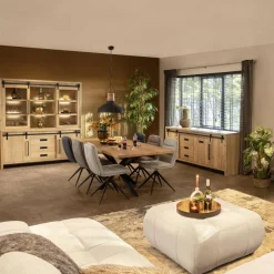 WoonMax Vitrinekast Cottage Natur 180 cm