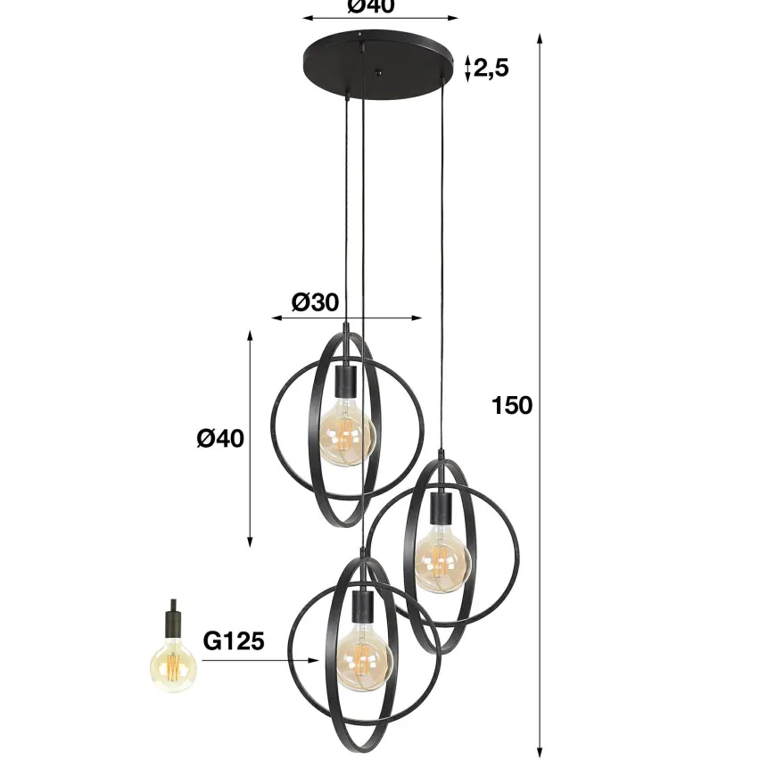 WoonStijl Hanglamp 3L Turn around getrapt