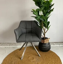 WoonStijl Armstoel grid draaibaar RVS Buffelo zwart