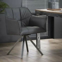 WoonStijl Armstoel grid draaibaar RVS Buffelo zwart