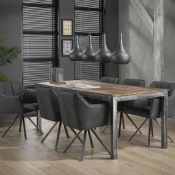 WoonStijl Armstoel grid draaibaar RVS Buffelo zwart