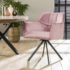 WoonStijl Armstoel raster draaibaar velvet roze