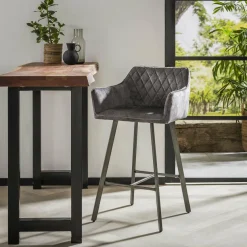 WoonStijl Barstoel armleuning Grijs Velours