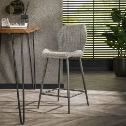 WoonStijl Barstoel boucle lendesteun grijs