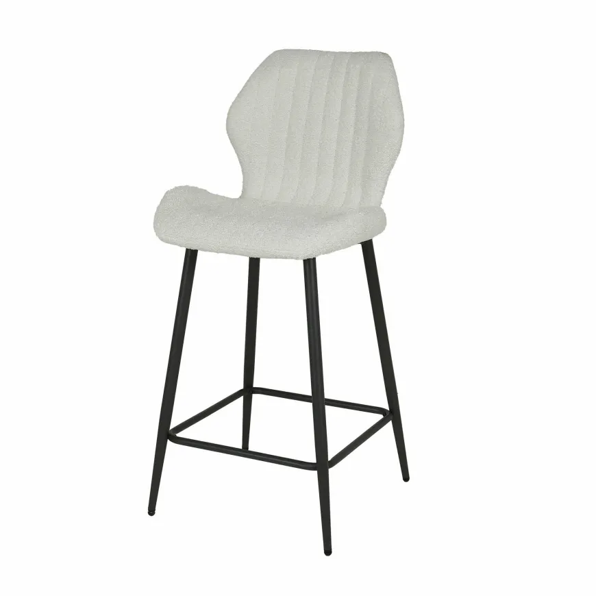 WoonStijl Barstoel boucle lendesteun wit