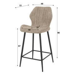 WoonStijl Barstoel boucle lendesteun zand