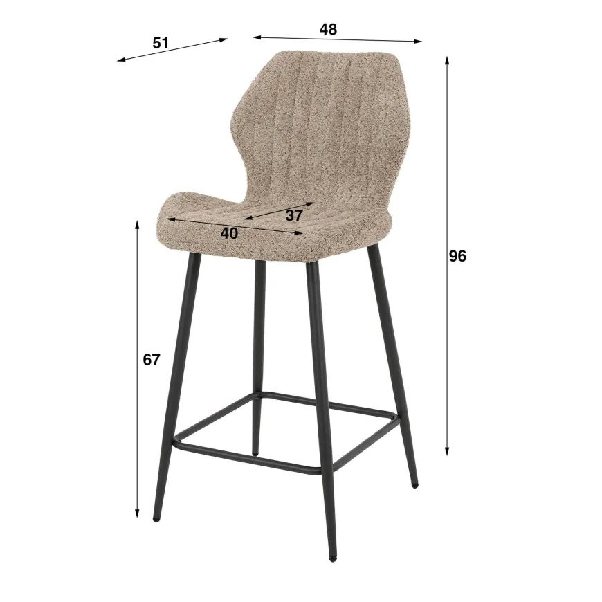 WoonStijl Barstoel boucle lendesteun zand