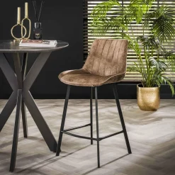WoonStijl Barstoel brede zit velvet champagne