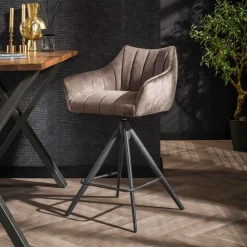 WoonStijl Barstoel cinema draaibaar velvet antraciet