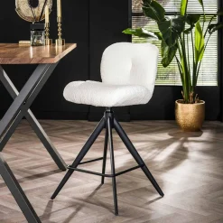 WoonStijl Barstoel Comfort draaibaar Boucle Wit