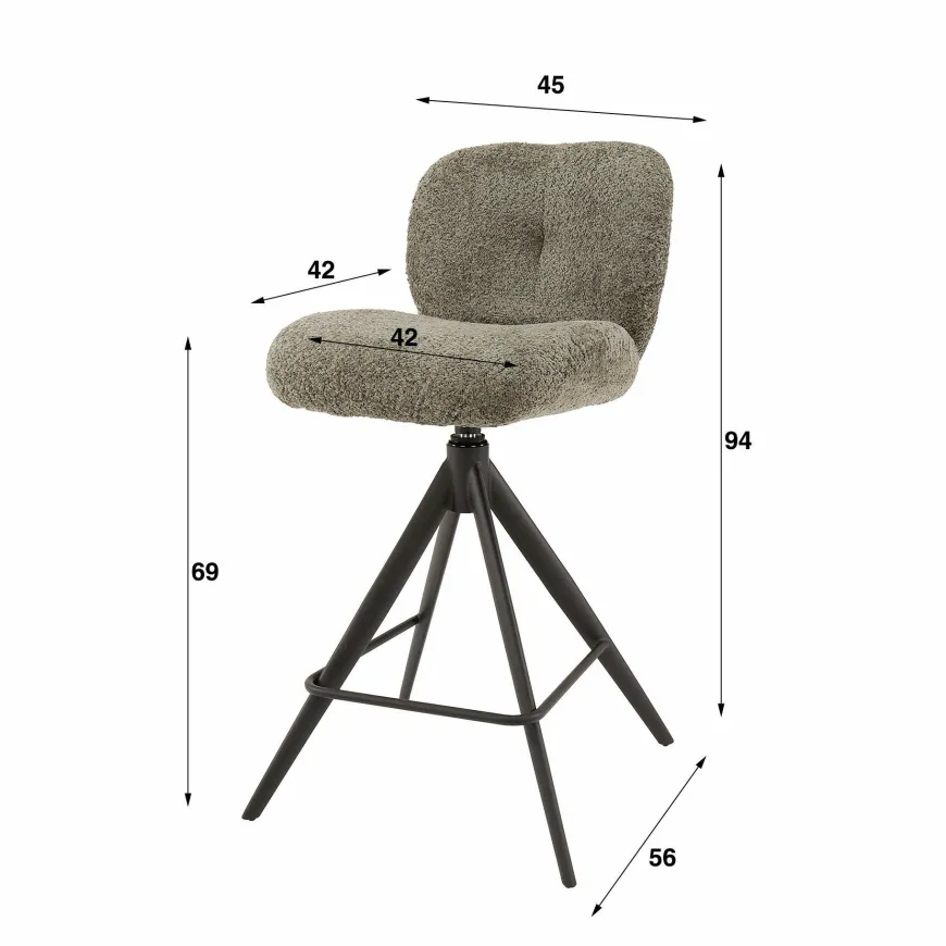 WoonStijl Barstoel Comfort draaibaar Boucle Wit