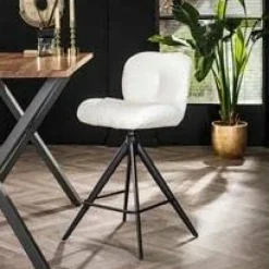 WoonStijl Barstoel Comfort draaibaar Boucle Wit
