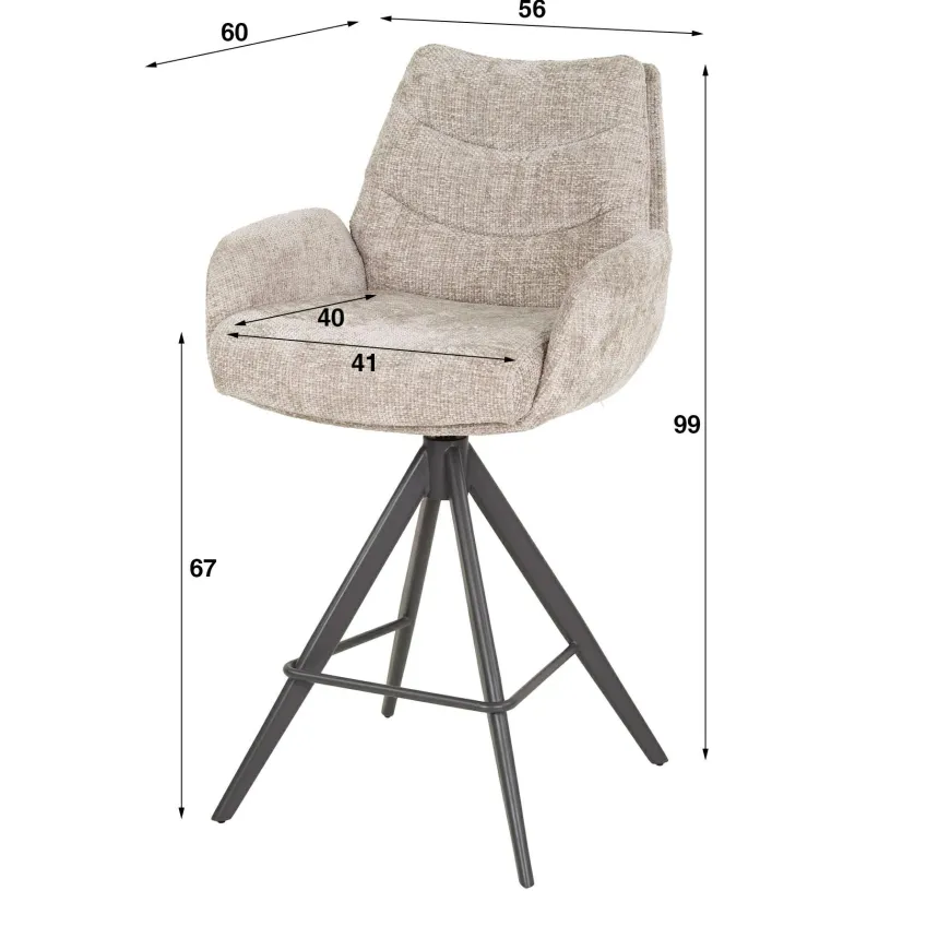 WoonStijl Barstoel lounge Rich taupe