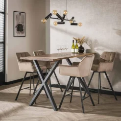 WoonStijl Barstoel Raster draaibaar Champagne velvet