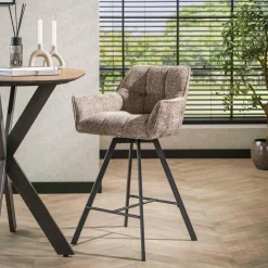 WoonStijl Barstoel raster draaibaar Rich Zandkleur