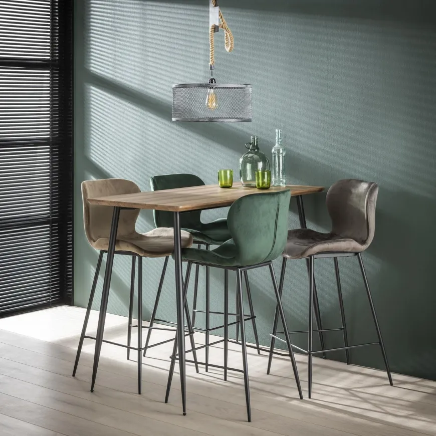 WoonStijl Barstoel velvet ronde buis Groen velvet