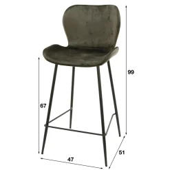WoonStijl Barstoel Velvet ronde buis antraciet