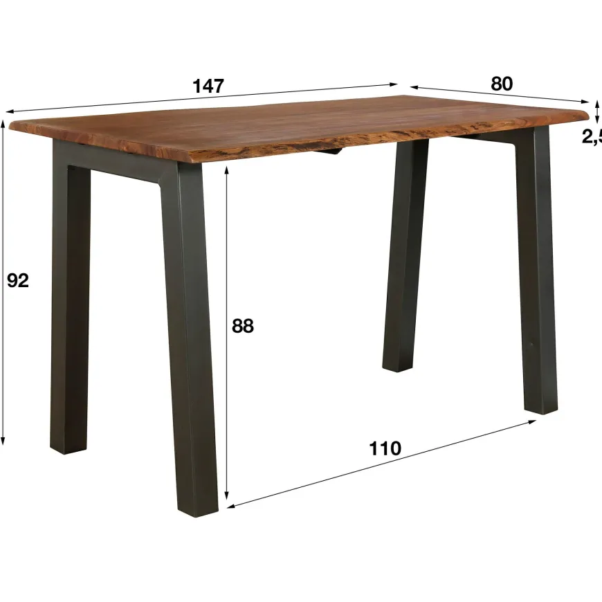 WoonStijl Bartafel 147 edge 25mm / Massief acacia naturel