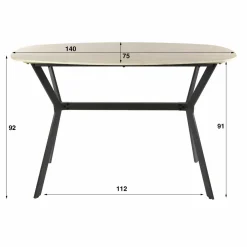 WoonStijl Bartafel Romano deens ovaal 140cm