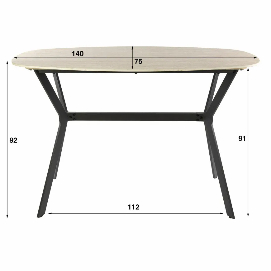 WoonStijl Bartafel Romano deens ovaal 140cm