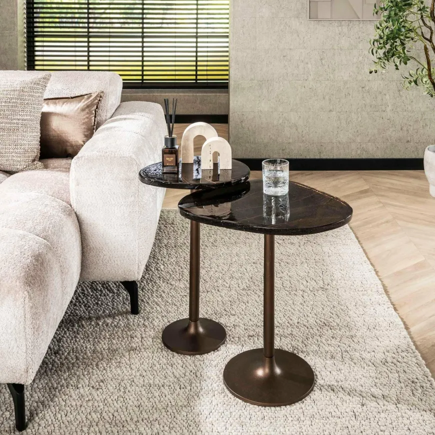 WoonStijl Bijzettafel L Eclipse koper antiek finish