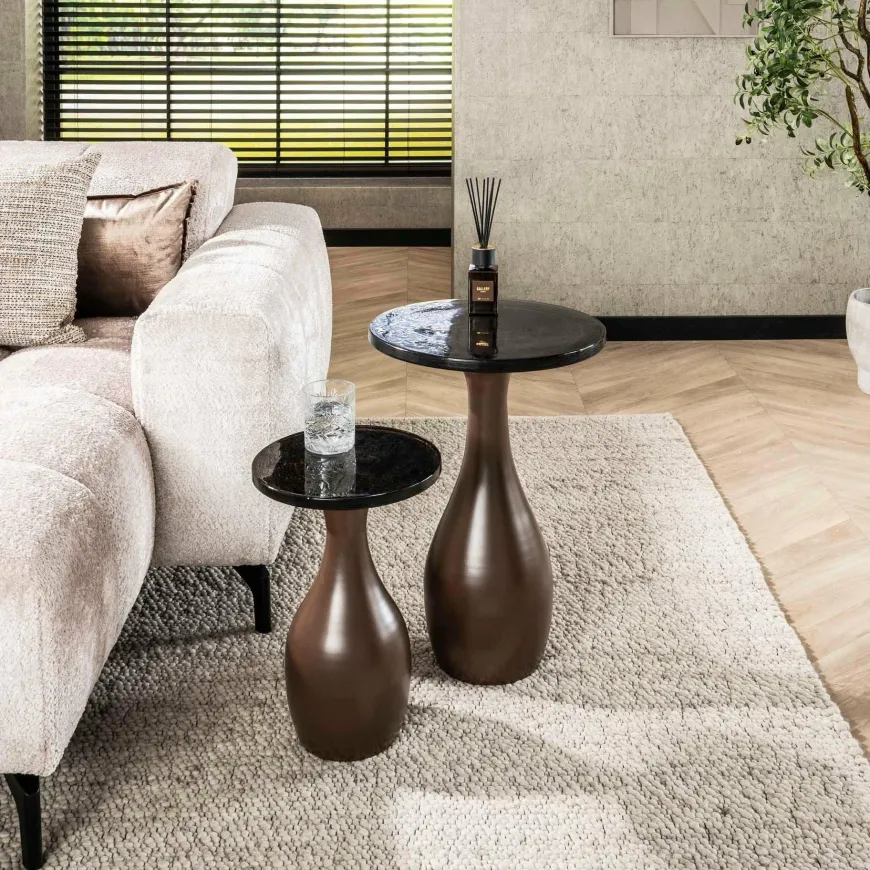WoonStijl Bijzettafel M druppel Eclipse koper antiek finish