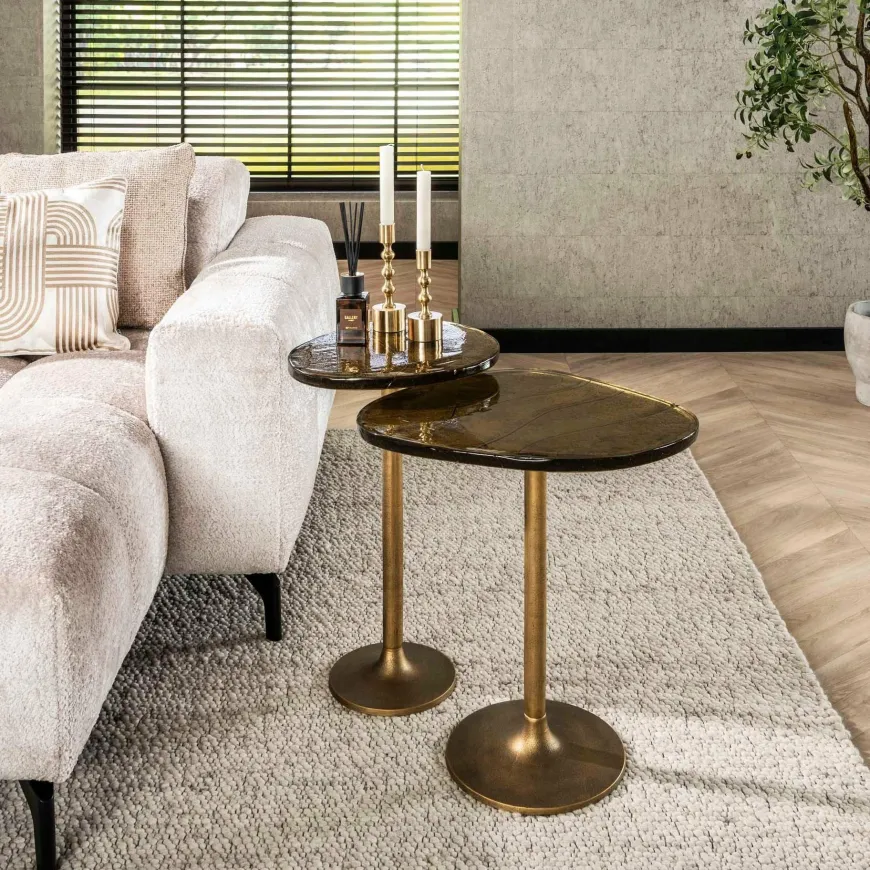 WoonStijl Bijzettafel M Eclipse Goud antiek finish