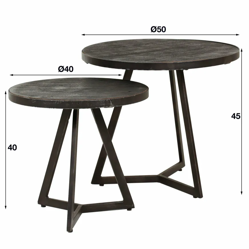 WoonStijl Bijzettafel set van 2 Yucon black
