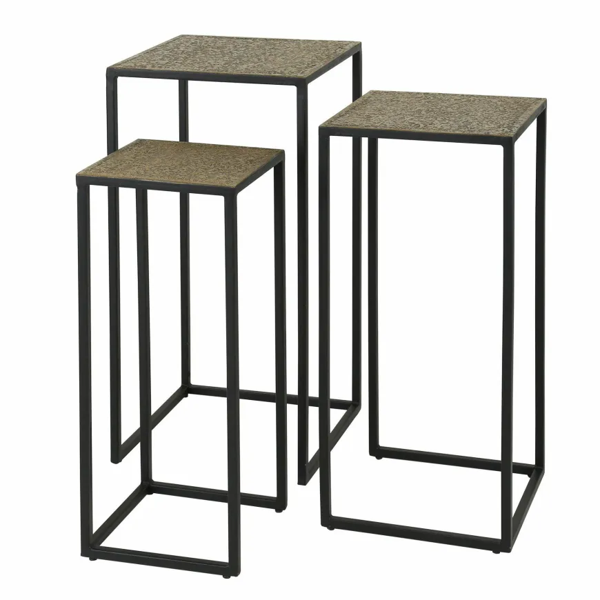 WoonStijl Bloemenzuil set van 3 iron metallic