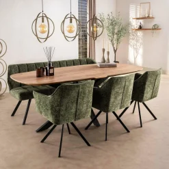 WoonStijl Eetkamerbank Raster 180 cm Hoven groen