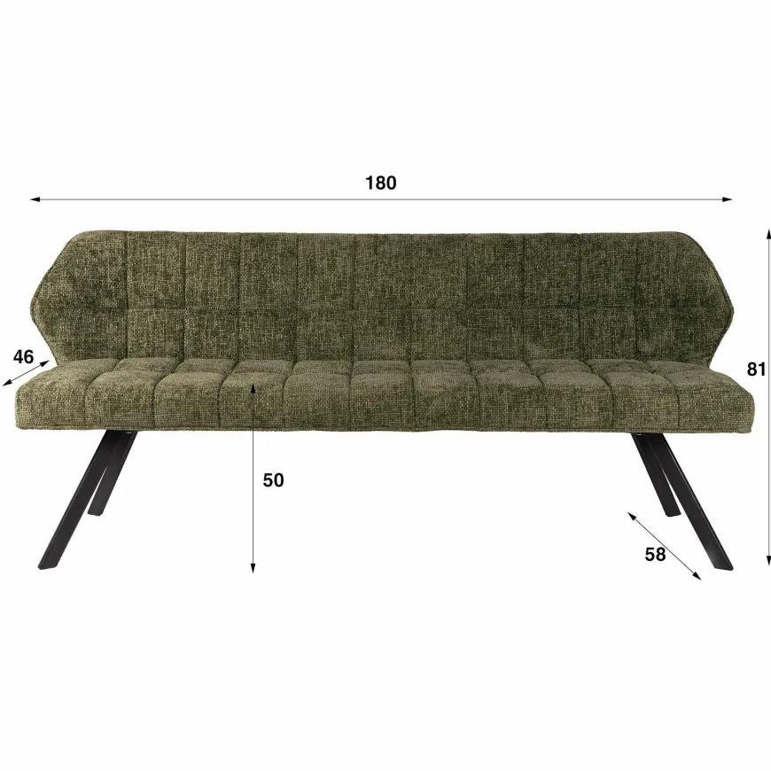 WoonStijl Eetkamerbank Raster 180 cm Hoven groen