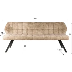 WoonStijl Eetkamerbank Raster 180 cm Alura zand