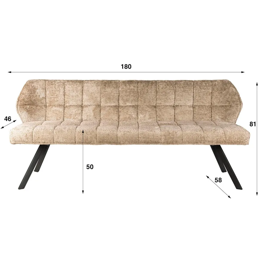 WoonStijl Eetkamerbank Raster 180 cm Alura zand